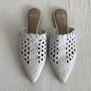Paige Alana White Woven Leather Mules